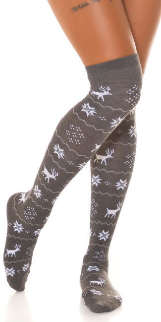 Overknee Stockings "Christmas" Gray